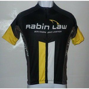 Vomax Cycling Jersey Mens M Full Zip Black Yellow Cycling Lawyer Logo‎ b29